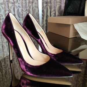 Gianvito Rossi Velvet Burgundy Pumps